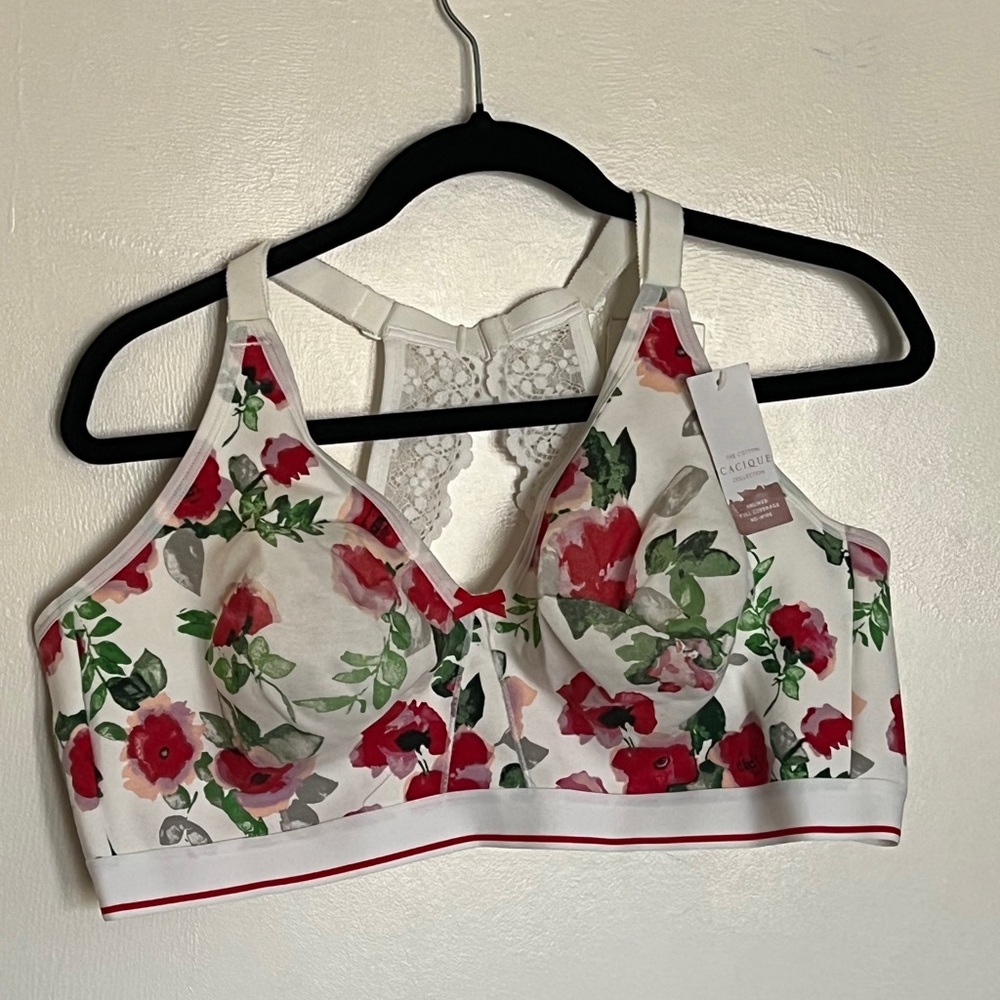 Cacique Unlined Full Coverage No Wire Floral Bralette